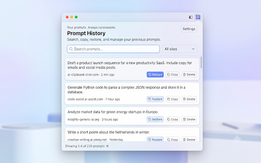 AI Clipboard — Prompt Backup :: Automatically backs up your AI chat prompts locally so failed sends never lose your work. Private: nothing leaves your device.