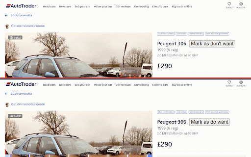 AutoTrader Mark As Read :: Cross off vehicles that you have looked at already.