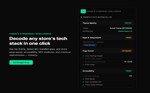 Scoprr :: Instant store economics snapshot for ecommerce storefronts using publicly available data.