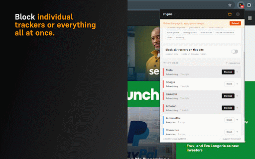 Stigma :: See every tracker on every site in plain language. Block what you don't want. 100% local, open source.