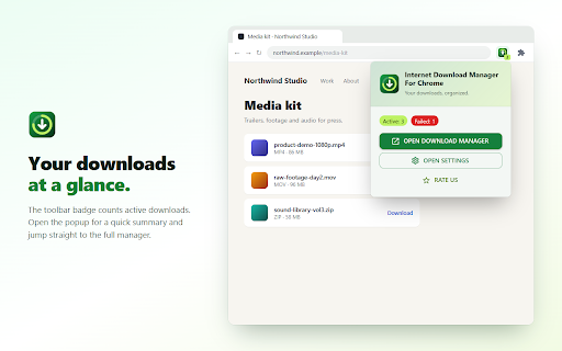 Internet Download Manager For Chrome :: Manage all your downloads in one place: search, filter, pause/resume, and automatically retry failed downloads.
