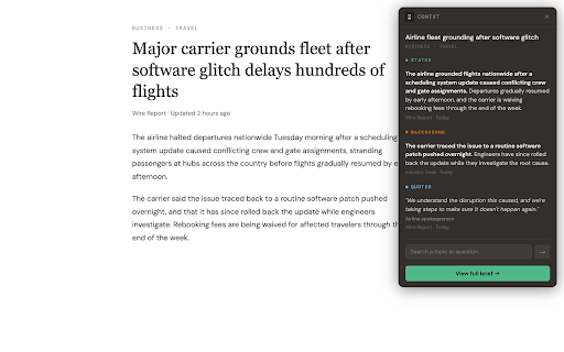 Contxt :: Get context on any news story without leaving the page.