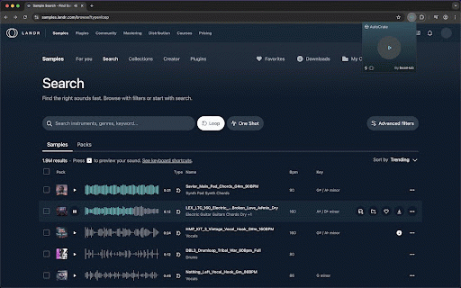 AutoCrate by BeatHub :: Auto-play Splice and LANDR samples. Crate-dig while you do anything else.