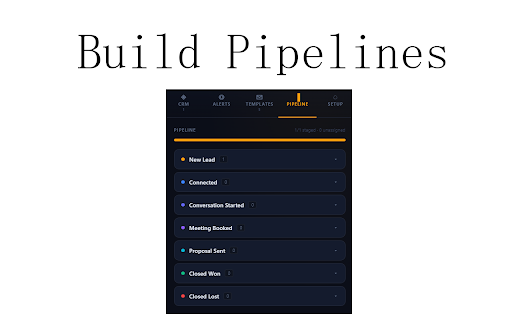 ProspectPane – LinkedIn CRM :: LinkedIn CRM sidebar. Save leads, manage your pipeline, store outreach templates and set follow-up reminders. No account needed.