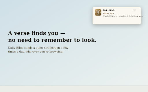 Daily Bible :: Pops up a random Bible verse at random times throughout the day.