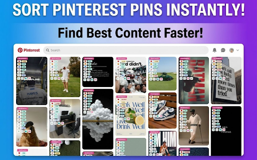 Pinterest Sort Extension - Sort & Filter Pins Easily :: Sort Pinterest pins by likes, date, and popularity. Quickly organize your feed and find the best content faster.