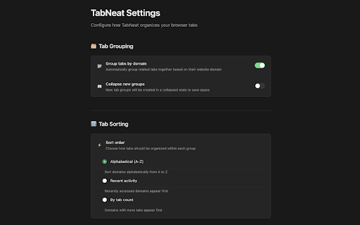 TabNeat :: Automatically sorts and groups your tabs by domain for a cleaner browser experience