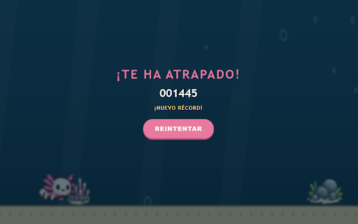 Axolotl Swim :: Nueva Pestaña con un endless runner acuático: nada con tu ajolote, esquiva rocas y corales, y escapa de la tilapia.