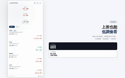Costline :: Track holdings against your cost basis. Inline intraday sparkline per card. Yahoo Finance data.