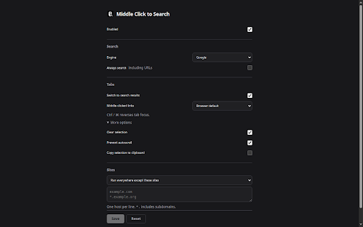 Middle Click to Search :: Middle click highlighted text to search or ask AI in a new tab.