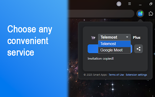 Telemost Plus | Quick Links :: Quickly create links for video meetings. One extension for all services!