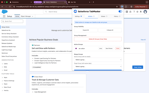 Salesforce TabMaster :: Master Salesforce tabs: auto-grouping, custom favicons, aliases & history. Easily identify Production, Sandbox, and Dev orgs.