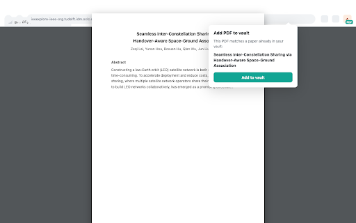 Scholaris :: Detects the paper or PDF you’re viewing, checks it against your Scholaris vault, and adds it (info, PDF, or both) in one click.