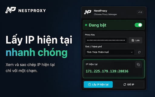 NestProxy — Proxy Manager :: Quản lý proxy dân cư NestProxy: lấy IP, đổi IP theo tỉnh thành, tự động set proxy Chrome