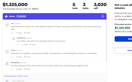 Zabber :: Community comments on Zillow listings
