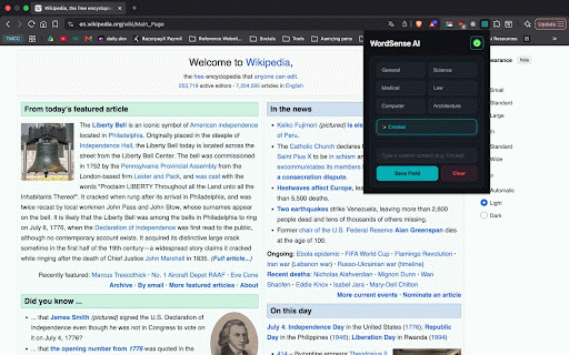 WordSense AI :: Shows the meaning of a selected word using a tooltip.