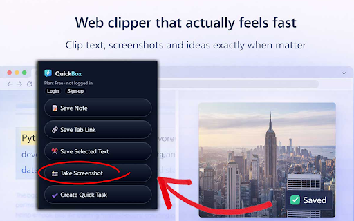 QuickBox – Fast Productivity Panel :: QuickBox lets you quickly save web content (text, links, and screenshots) into one organized panel.