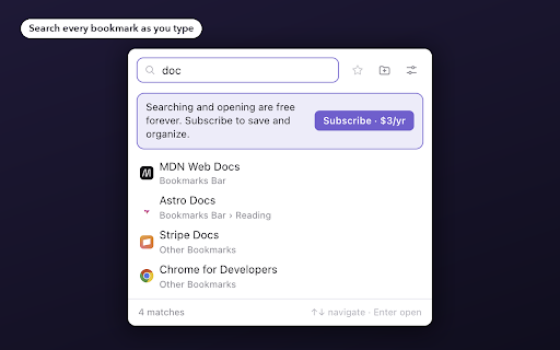 BookmarkWizard — Popup Bookmark Manager :: A minimalist bookmark manager in your toolbar — keep the bookmarks bar hidden.