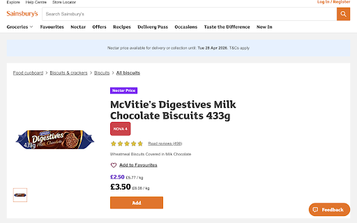 UPF Scanner – Spot Ultra-Processed Food :: Identify ultra-processed foods on UK supermarket websites using NOVA classification