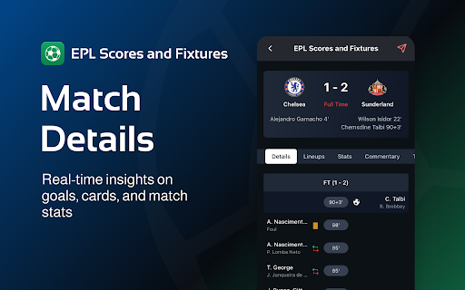 EPL Scores and Fixtures :: Follow live Premier League fixtures, results, standings & stats. Get real-time updates on matches, clubs, and players in Chrome.