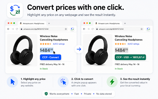 Currency Converter Pro :: Detect webpage prices locally and offer fast one-click currency conversion as you browse.