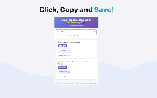 Linux Foundation Coupons by CertDirectory.IO :: Automatically display Linux Foundation certification discount codes. Save money on professional certifications and training courses.