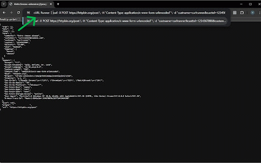 cURL Runner :: Run cURL commands from the address bar