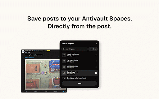 Antivault — Copy Post URLs & Images :: Save posts from social media platforms with one click to Antivault Spaces or copy links to a post and paste them directly to your…