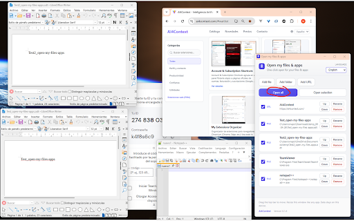 Open my files & apps :: Open files, folders & URLs from one panel. Optional Windows helper for native pickers; list stays local.