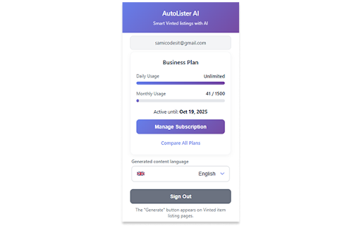 AutoLister AI :: 🪄 One-click AI-generated title & description for Vinted listings