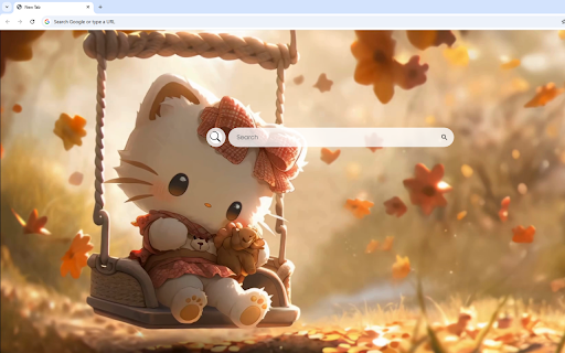 Hello Kitty Fall Live Wallpaper :: Hello Kitty swinging on a swing with an autumn theme, warm light shining from behind.
