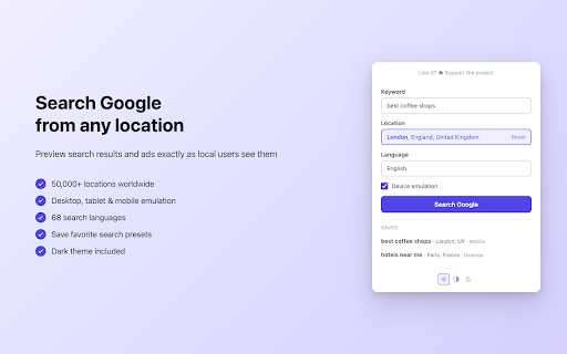 Geo SERP & Ads Preview :: Check Google search results and ads for different locations