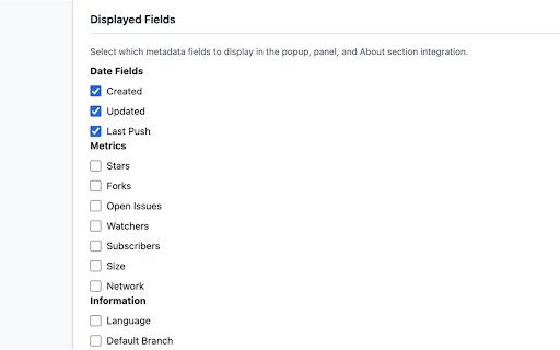 GitHub Quick Metadata :: Display GitHub repository metadata including creation date, update time, and customizable fields directly in the About section