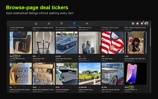 Flippr :: AI flip analysis for Facebook Marketplace. Pro: live deal tickers as you browse. Full profit reports on every listing.