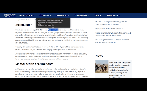 Word Definition Tooltip :: Select any word on a page to see its definition instantly.