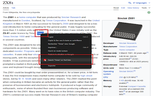 YouTube Search :: Right click on any text to search it directly on YouTube