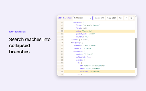 JSON Beautifier :: Instantly beautify JSON in your browser — fast json beautifier, formatter and viewer. Collapse, search and copy any value.