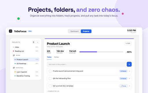 ToDoFocus: Timer, Task List, Heatmap 🥳 :: Pomodoro timer with a task checklist & focus heatmap.