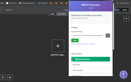 N8N AI Workflow Generator :: AI-powered workflow generator for N8N with floating chatbot UI