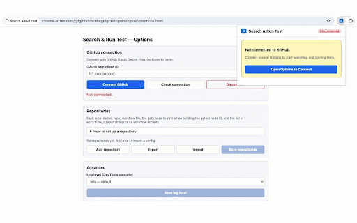 Search & Run Test :: Select a test name on Jira/Confluence, find it across configured GitHub repos, and dispatch the matching GitHub Actions workflow.
