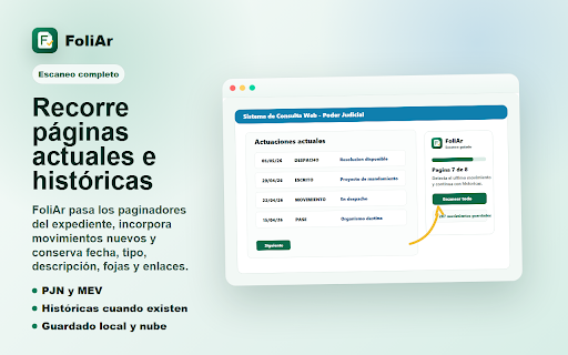 FoliAr :: Biblioteca inteligente de expedientes PJN/MEV/EJE con movimientos, agenda, notas y licencia mensual.