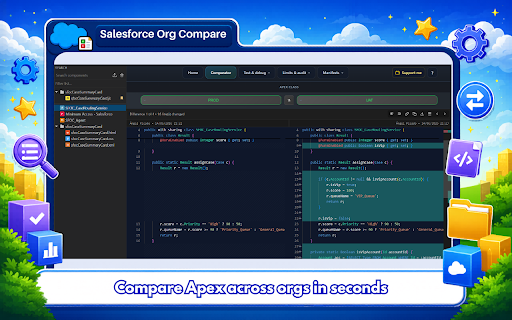 Salesforce Org Compare :: Compare Salesforce orgs using your browser session.