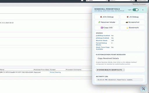 Windchill PowerTools :: Windchill debug toolkit: JCA debug resolver, API tester, type & attribute search, data model export, log and screenshot tools.