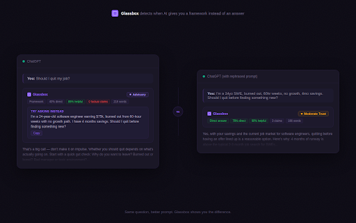 Glassbox :: See through LLM responses. Smart trust analysis, claim verification, and hedge detection.