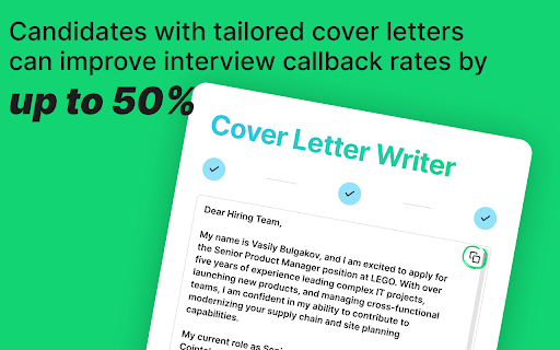 Cover letter writer :: Use Cover Letter Writer for job seeking. AI Cover letter generator makes it easy to ai write application letter fast and right.