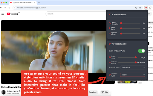 Audio Enhancer Pro :: Professional volume control, 10-band EQ, AI audio enhancement, and immersive 3D spatial audio for your browser