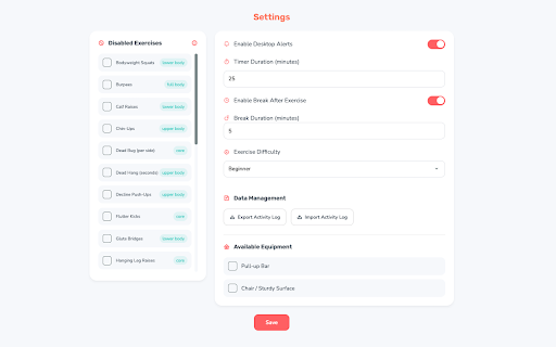 DeskStrong :: A Chrome extension to manage work sessions and exercise breaks.