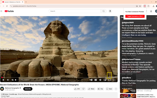 YouTube Comments Sidebar :: View a YouTube video's comments in a floating sidebar.