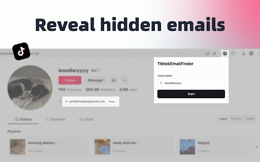 TikTok Email Finder for Instant Influencer Contact Info :: Connect with Tiktok influencers fast using this free email finder—an easier alternative to Wednesday, Favikon and Kolr.