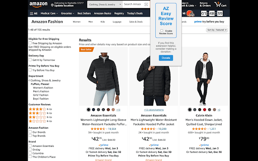 AZ Easy Review Score :: Scores Amazon products by review strength and value; product/promo links may use affiliate tracking.